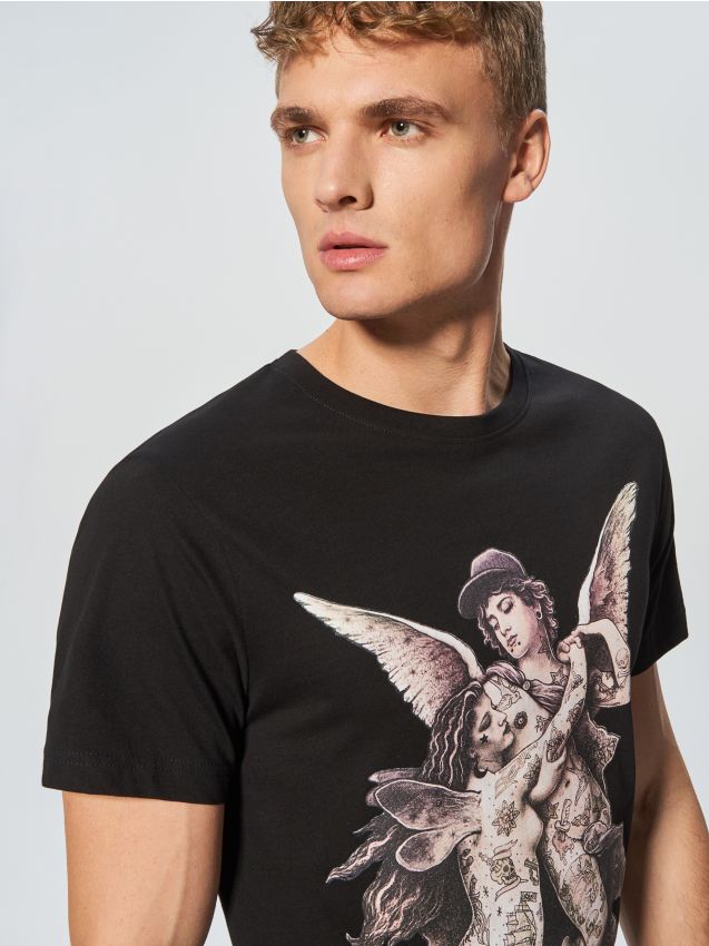 Printed T-shirt  - black - VC145-99X - CROPP