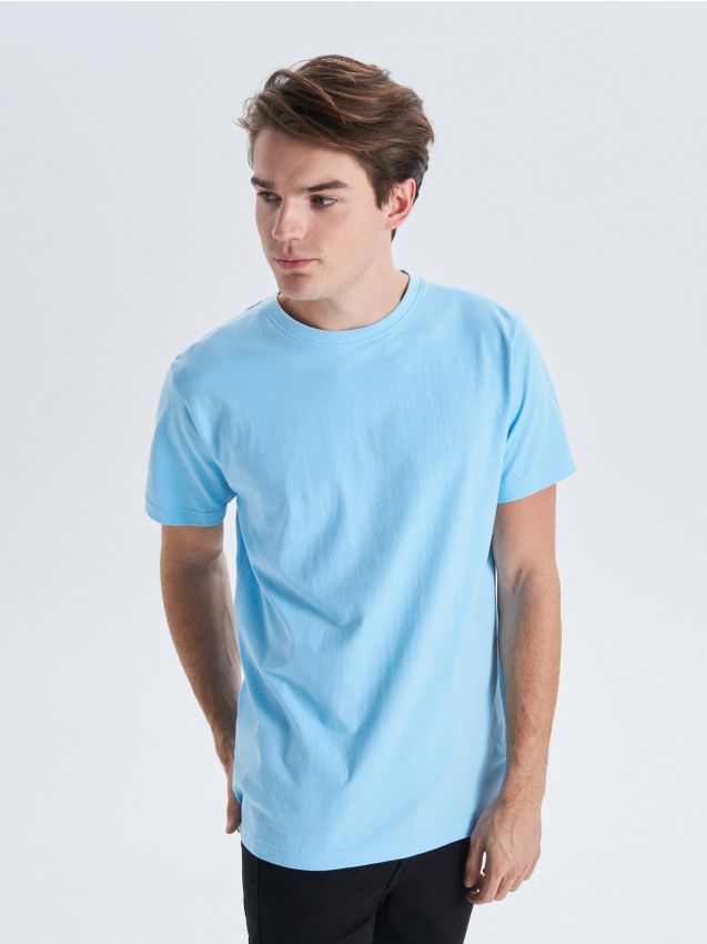 Basic plain T-shirt - blue - VD238-50X - CROPP
