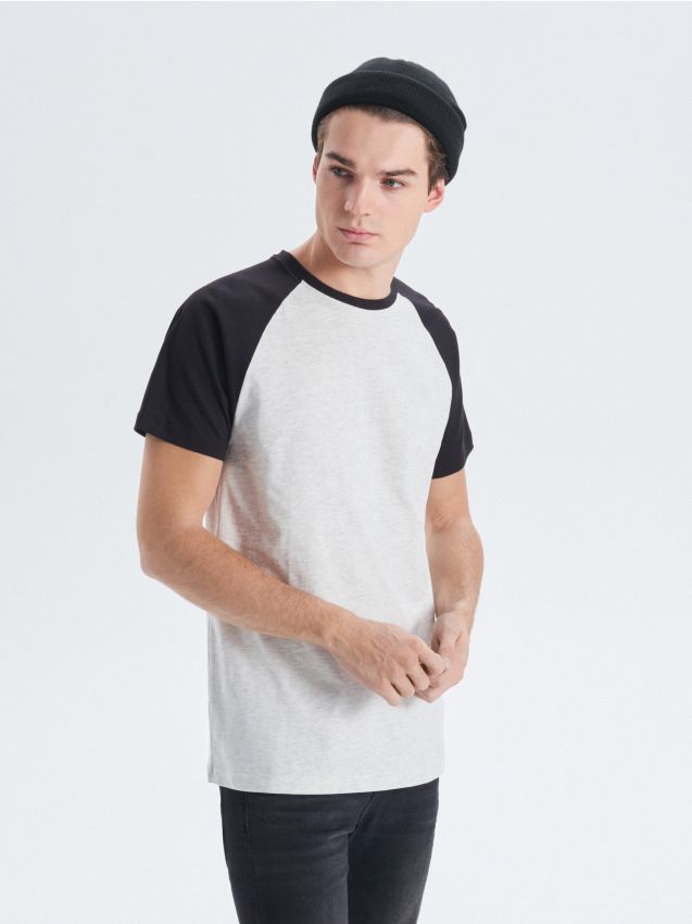 T-shirt with raglan sleeves - white - VD239-00M - CROPP