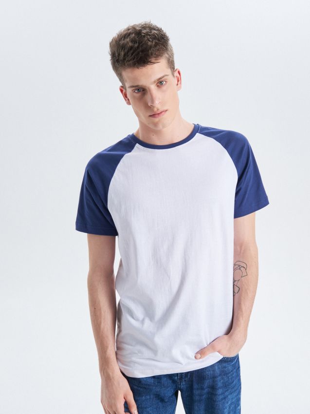 T-shirt with raglan sleeves - white - VD239-00X - CROPP