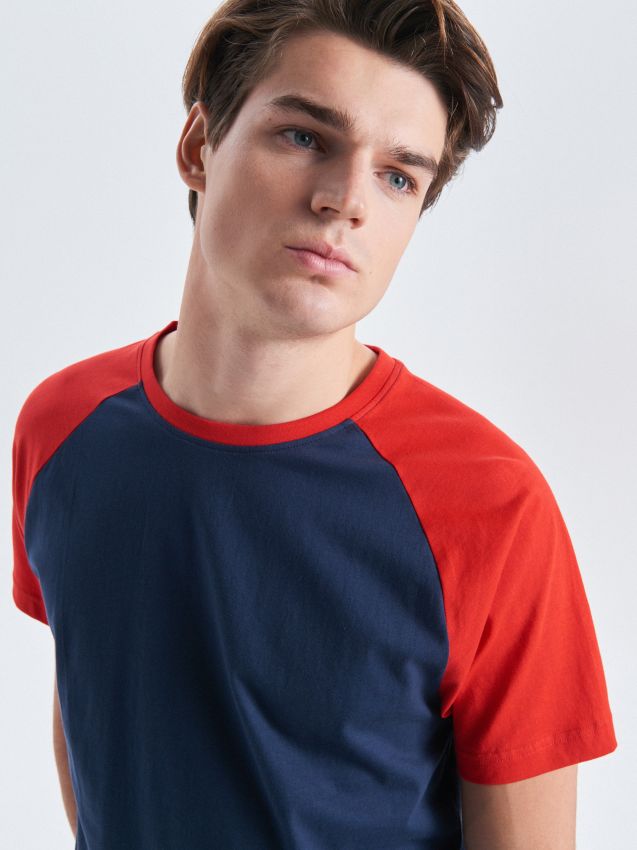 T-shirt with raglan sleeves - navy - VD239-59X - CROPP