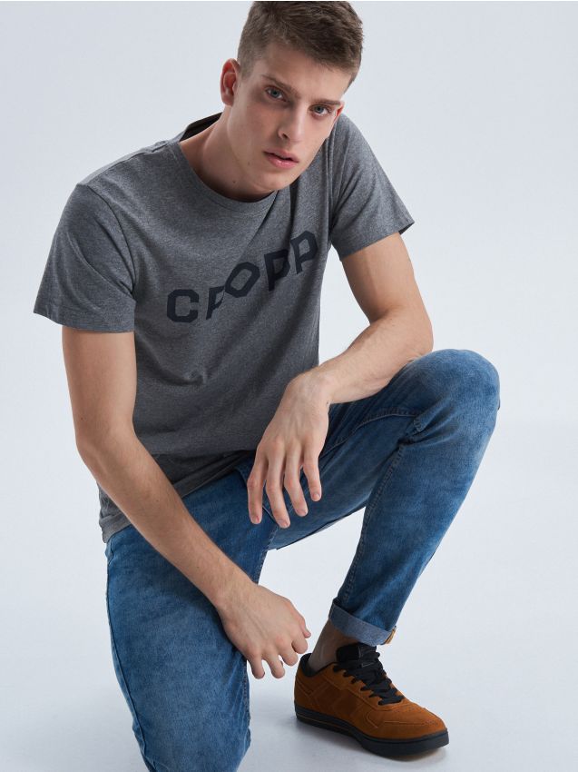 Cropp printed T-shirt - grey - VD240-09M - CROPP