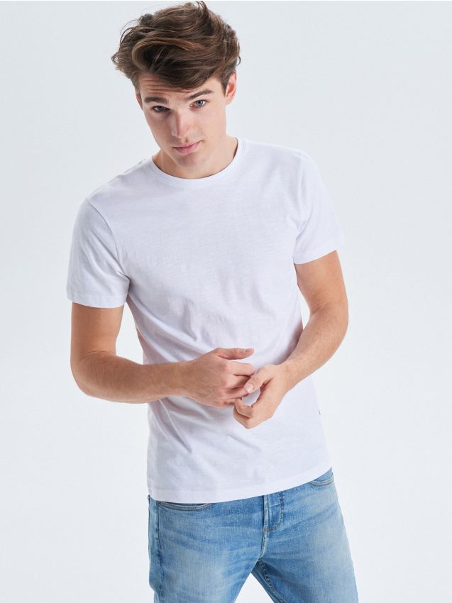 Melange basic T-shirt - white - VD244-00X - CROPP