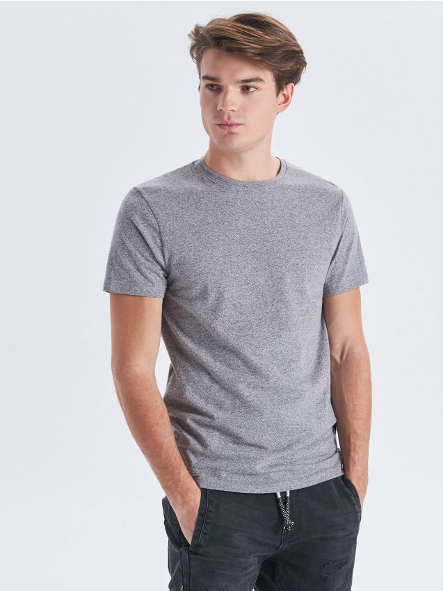 Melange basic T-shirt - grey - VD244-09M - CROPP