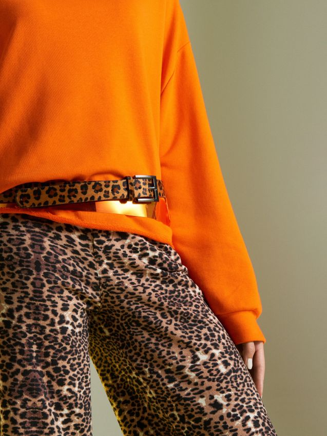 Belt with animal print - brown - VD569-88X - CROPP