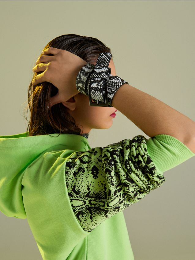 Belt with animal print - black - VD569-99X - CROPP