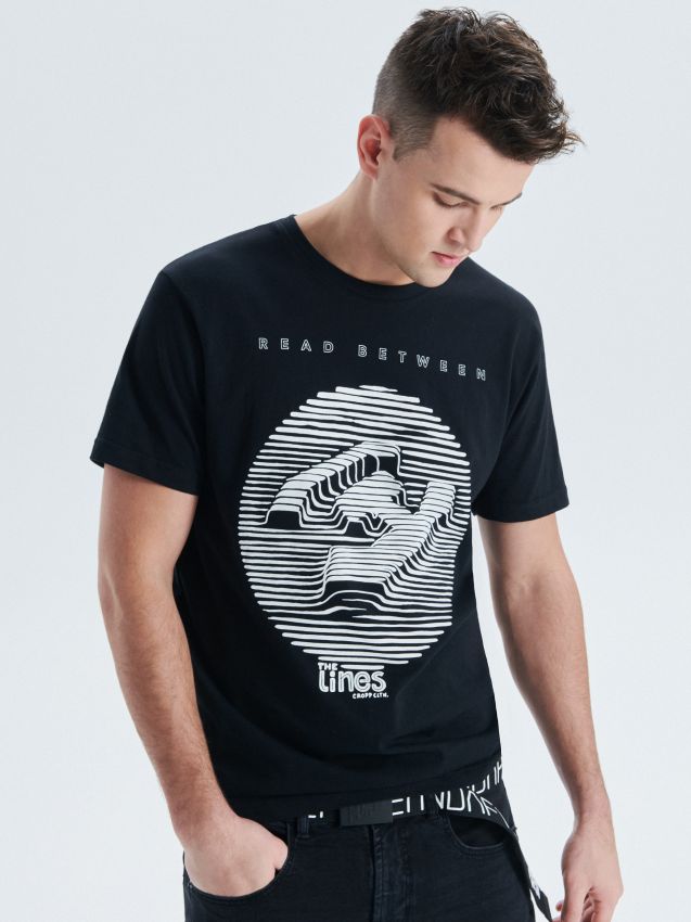 Top with print - black - VD713-99X - CROPP