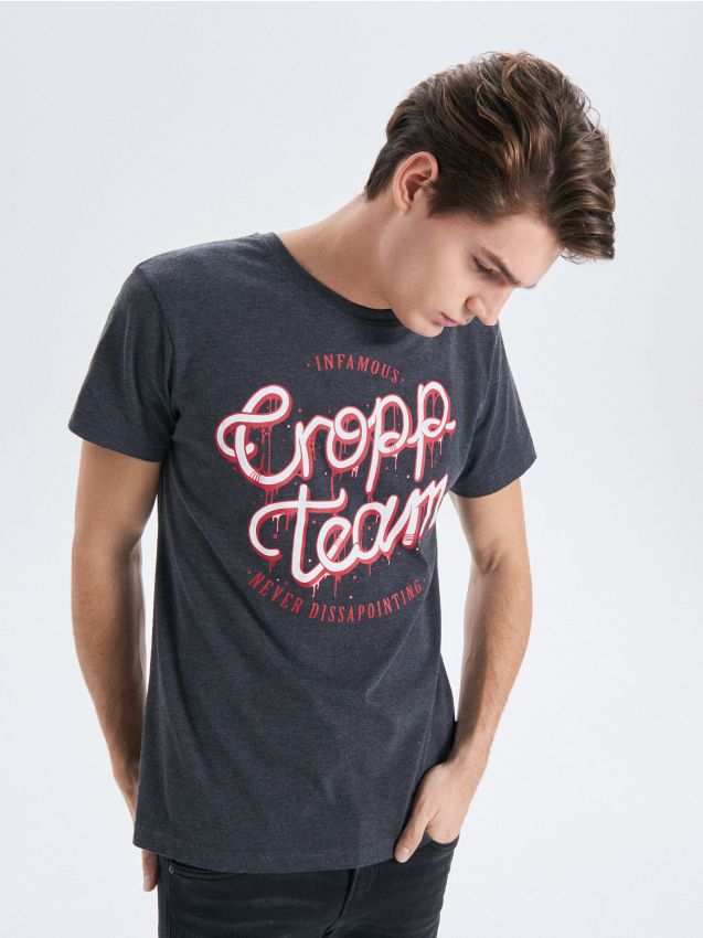 Top with print - grey - VD788-90M - CROPP