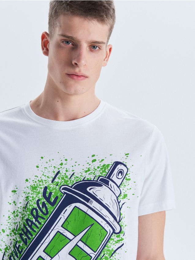 T-shirt with large graphic print - white - VD791-00X - CROPP