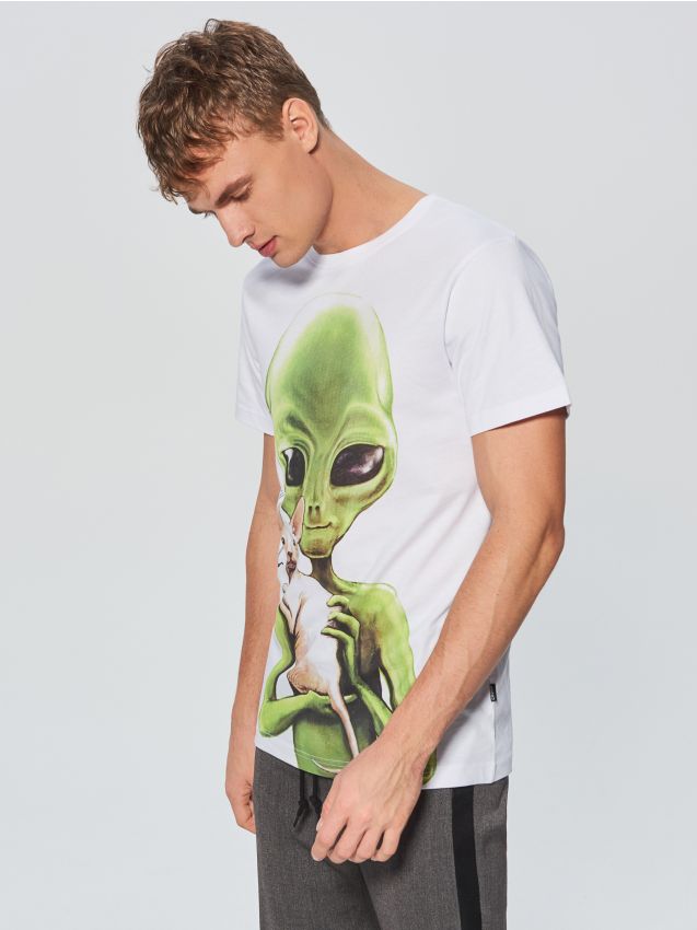 T-shirt with UFO print - white - VE348-00X - CROPP
