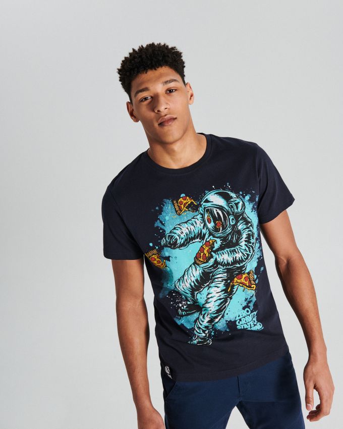 T-shirt with space motif - navy - VE349-59X - CROPP