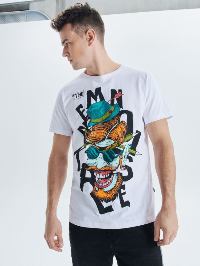 Top with print - white - VJ686-00X - CROPP