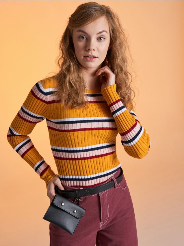 Striped sweater - yellow - VK140-17X - CROPP