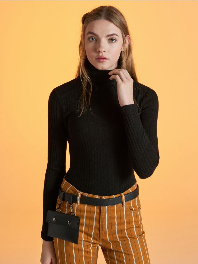 Textured knit turtle-neck - black - VK141-99X - CROPP