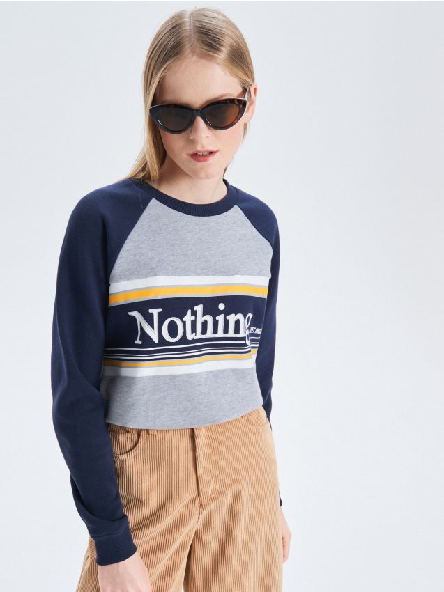 Sweatshirt with print - grey - VL292-09M - CROPP