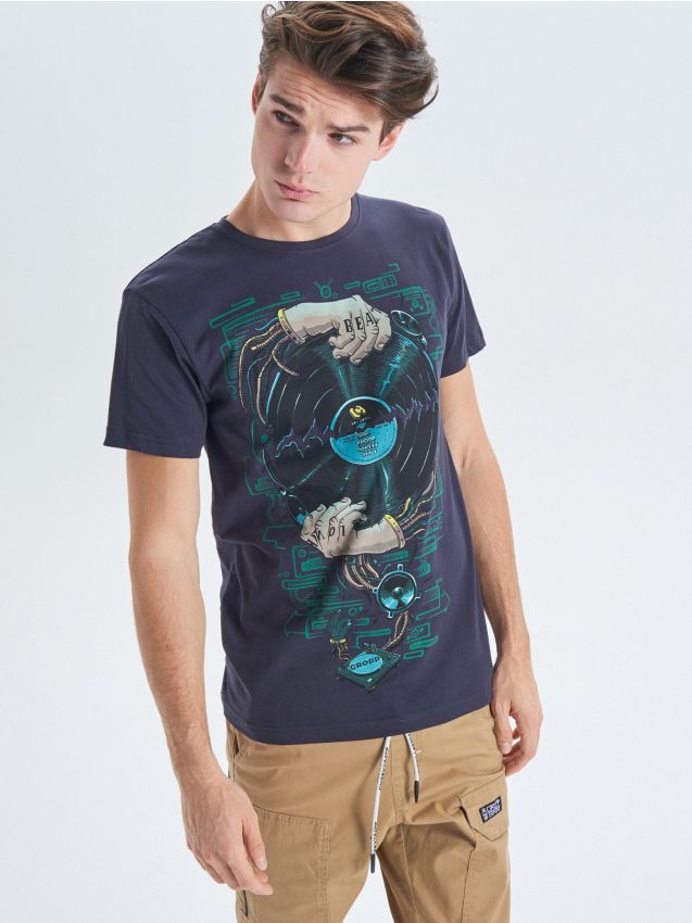 T-shirt with graphic - navy - VO260-59X - CROPP