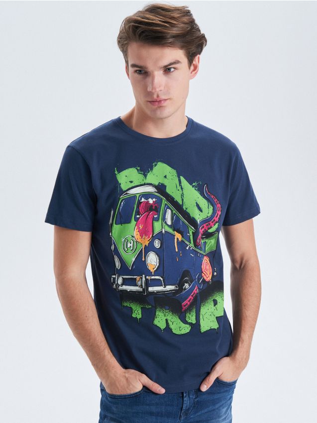 Top with print - navy - VO269-59X - CROPP