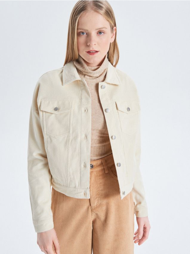 Corduroy jacket - ivory - VO347-01X - CROPP