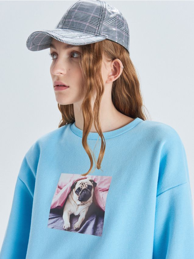 Printed Oversize jogging top - blue - VO993-50X - CROPP