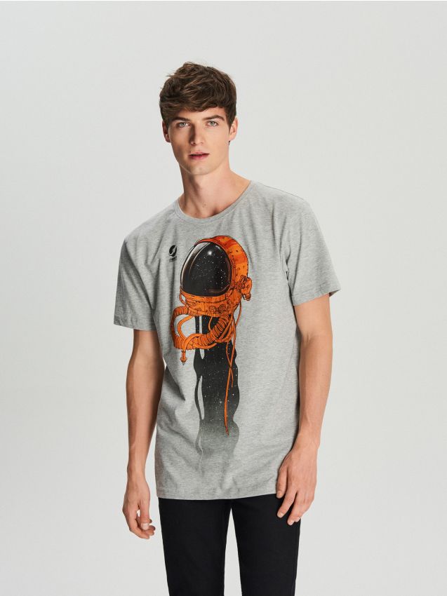 Men's T-shirt - grey - VR104-09M - CROPP