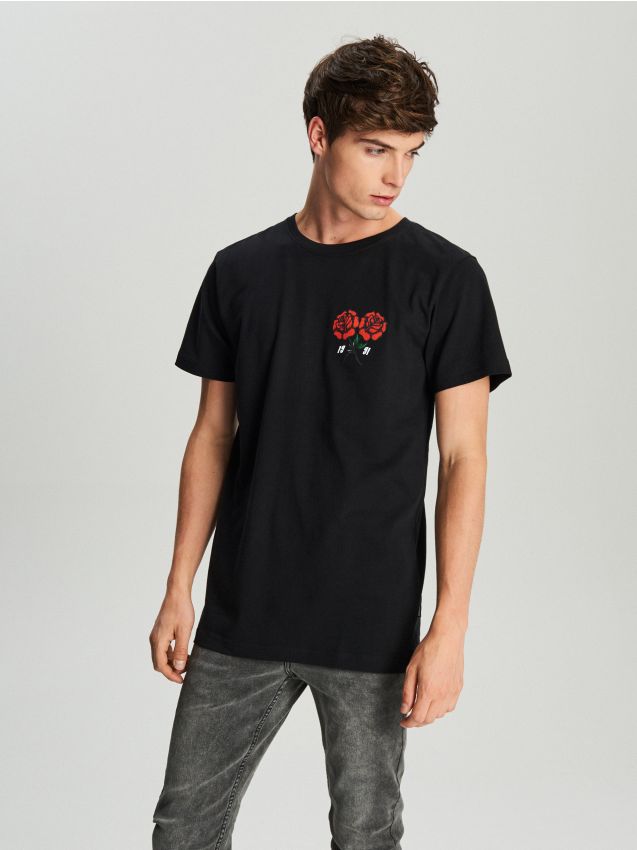 Men's T-shirt - black - VR106-99X - CROPP