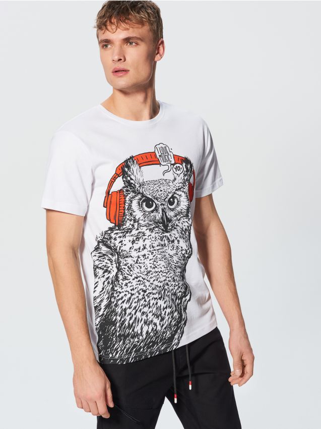 T-shirt with owl print - white - VS760-00X - CROPP
