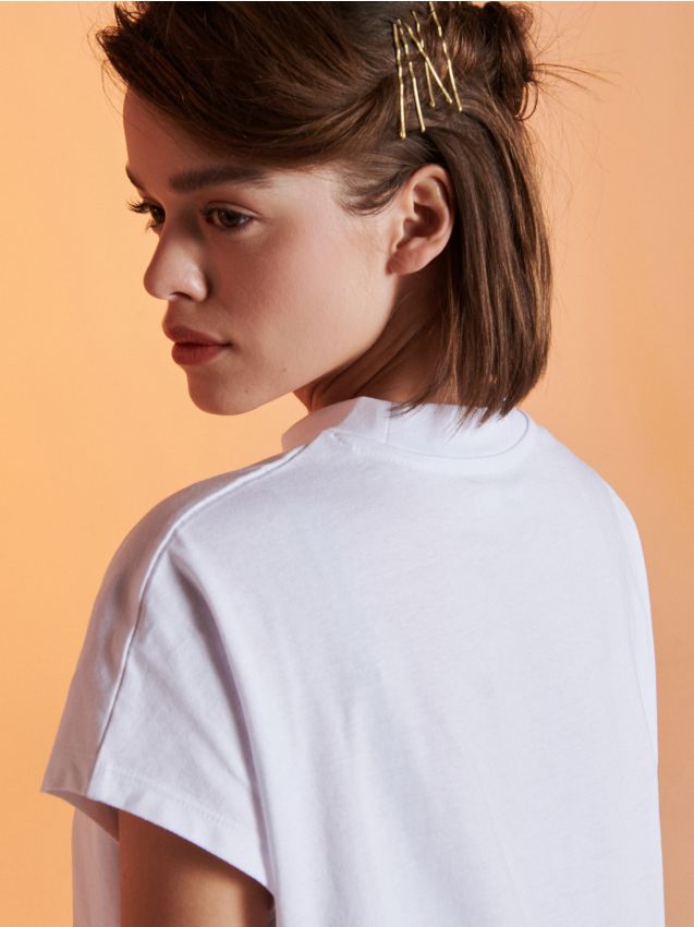 Plain T-shirt - white - VU586-00X - CROPP