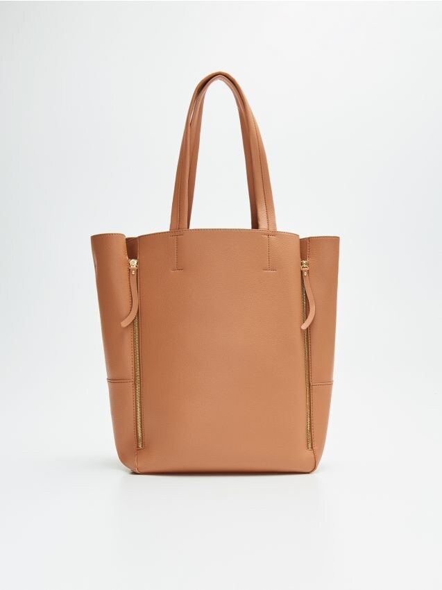 Geantă shopper cu compartiment pentru laptop - bej - VY985-08X - CROPP