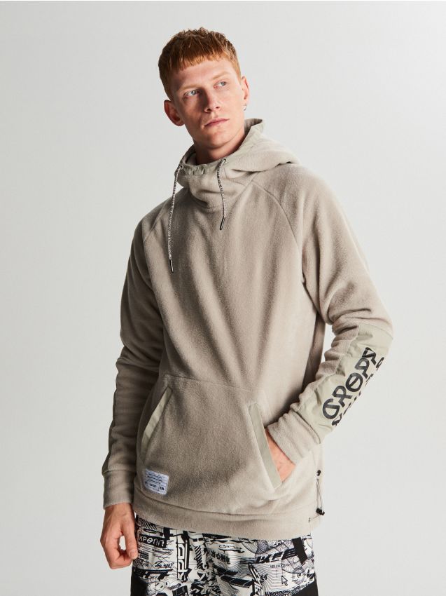 Fleece sweatshirt with hood - ivory - WA077-01X - CROPP