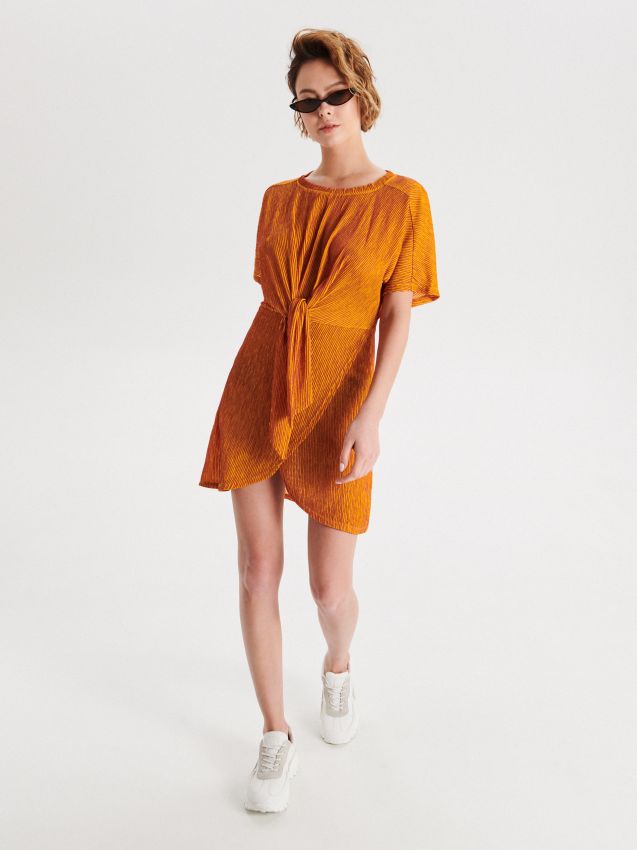 Kimono dress with tie waist - orange - WA475-22X - CROPP