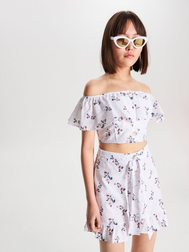 Flounce mini-skirt - white - WA505-00X - CROPP