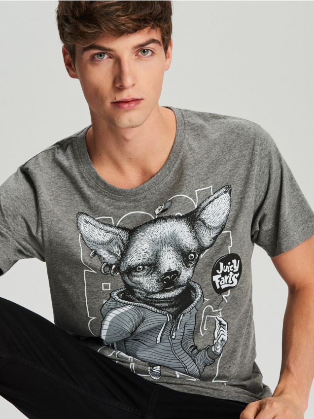 Men's T-shirt - grey - WA894-09M - CROPP