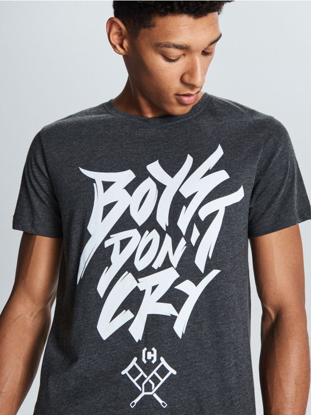 Printed T-shirt - grey - WA897-90M - CROPP