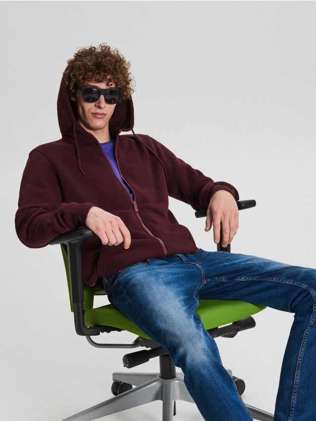 Basic zip up hoodie - brown - WB313-83M - CROPP