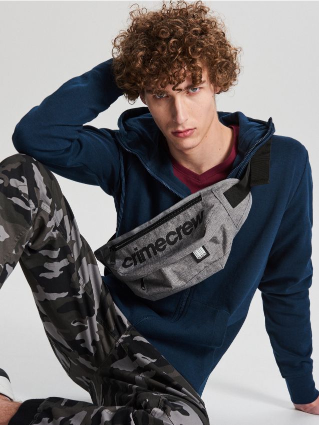 Do-up hooded jogging top - navy - WB314-59M - CROPP