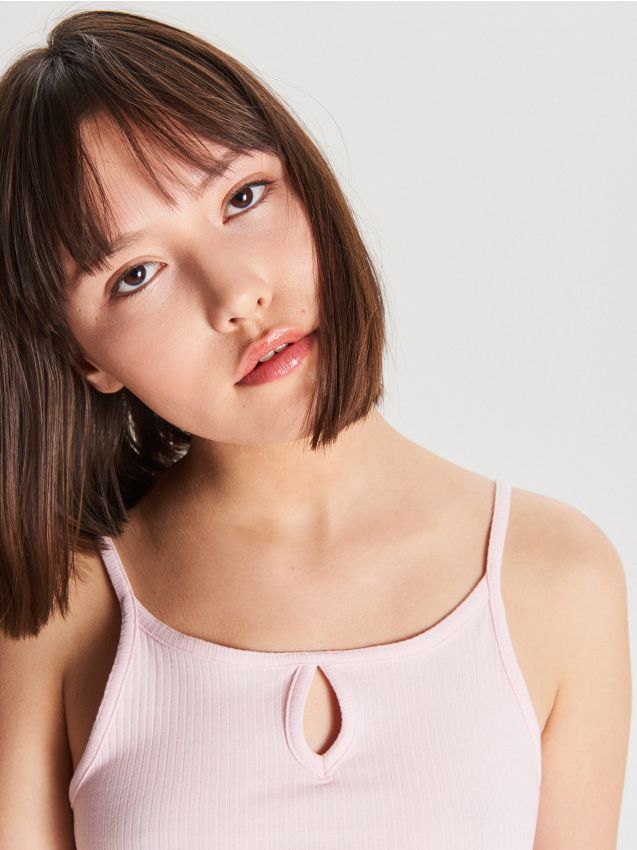 Top with straps - pink - WB365-03X - CROPP