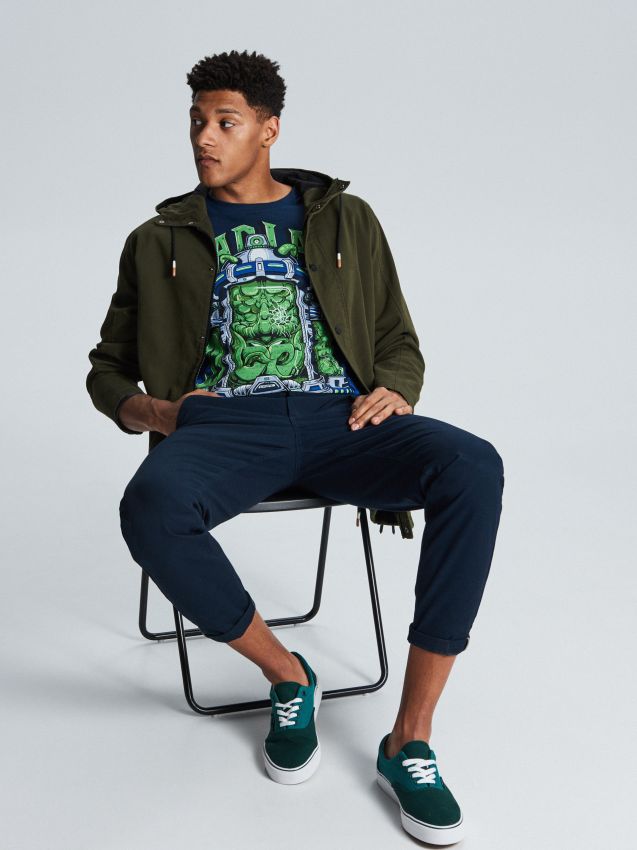 Slim basic trousers - navy - WD108-59X - CROPP