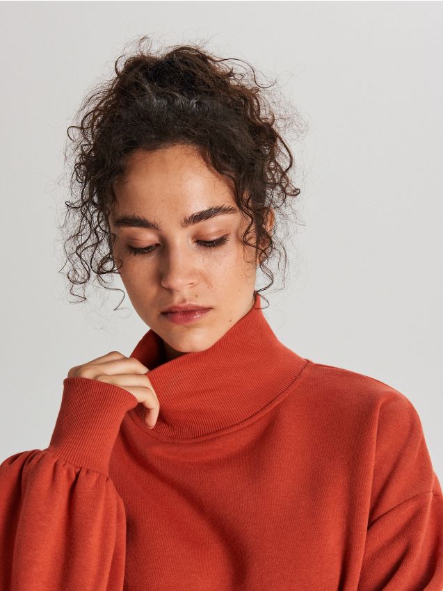 Plain oversized sweatshirt - brown - WE217-83X - CROPP