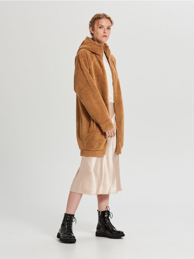 Hanorac lung oversize - bej - WE224-08X - CROPP