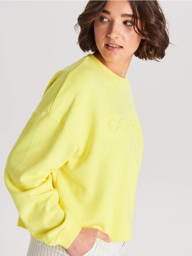 Embossed print sweatshirt - green - WE233-71X - CROPP