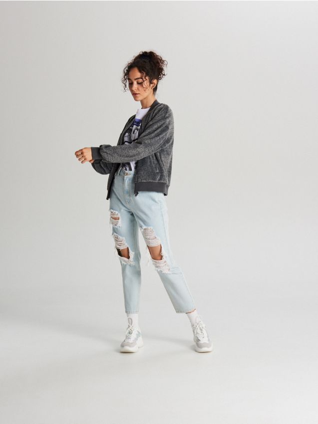 LADIES` JOGGING TOP - grey - WE234-90X - CROPP