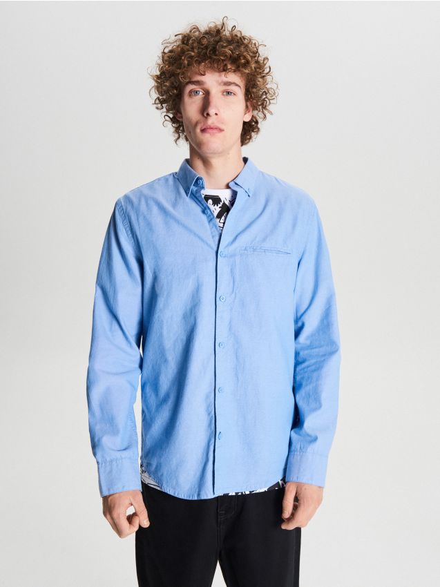 Plain basic shirt - blue - WE363-50M - CROPP