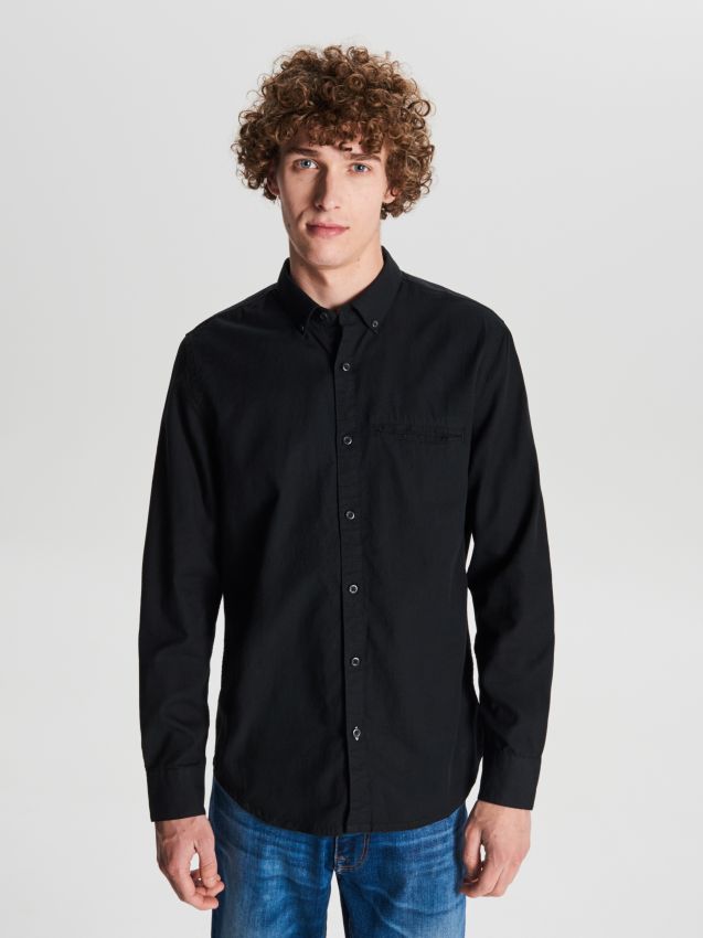 Plain basic shirt - black - WE363-99X - CROPP