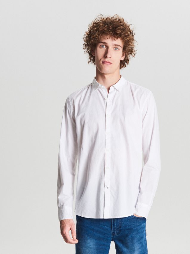 Plain slim shirt - white - WE364-00X - CROPP