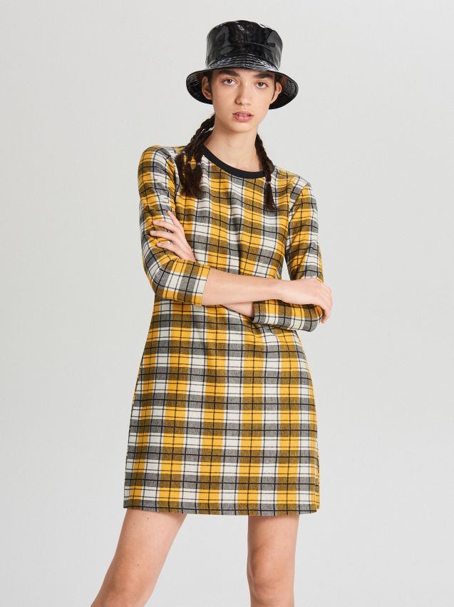 Rochie în carouri - negru - WF670-99X - CROPP