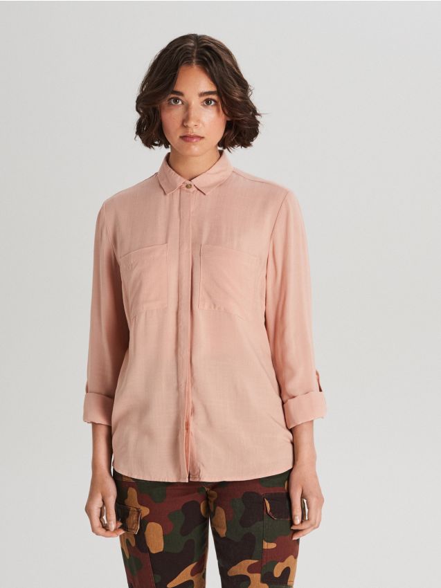 Cămașă din viscoză - roz - WF700-03X - CROPP