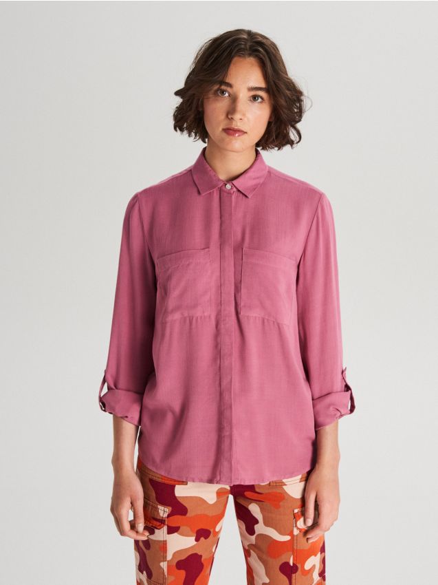 Cămașă din viscoză - roz - WF700-39X - CROPP