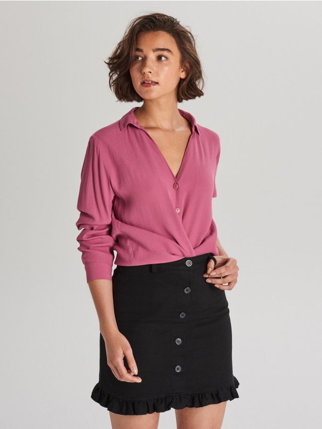 Cămaşă cu decolteu adânc - mov - WF707-34X - CROPP