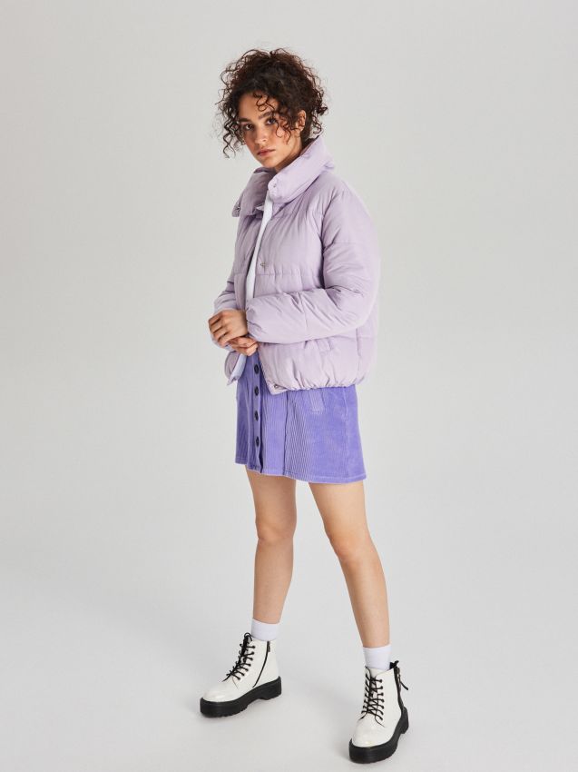 Geacă matlasată cu guler - mov - WG280-04X - CROPP