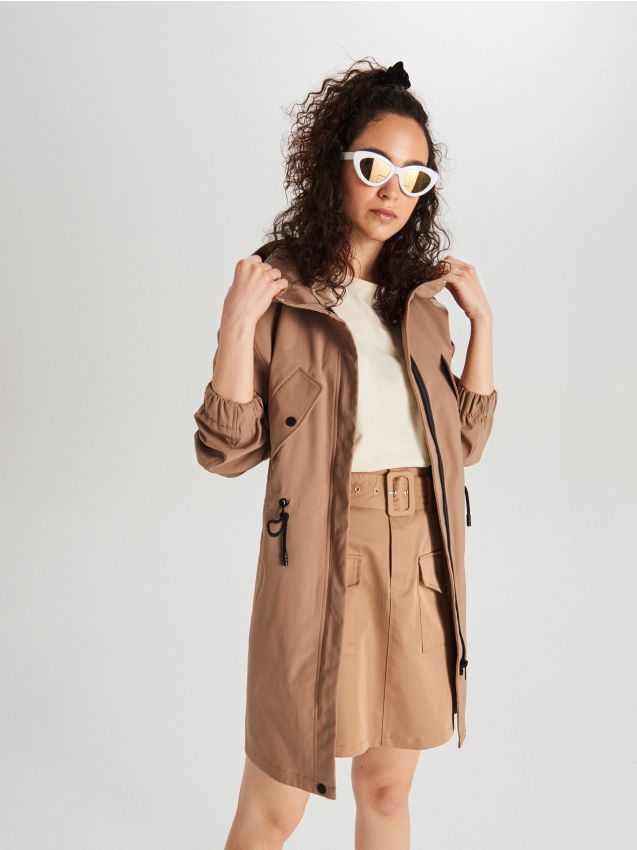Hooded parka - beige - WG307-80X - CROPP